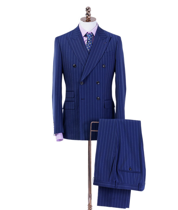 Striped Navy 2-Piece Men Suit